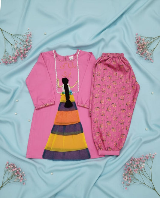 Customized Pink Khaddar Doll Dress | Papa Ki Pari Winter Outfit