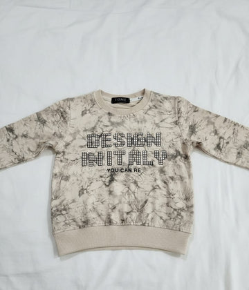 Kids Beige Marble Sweatshirt & Black Trouser Set | Premium Winter Outfit for Boys (2–6 Years) Pakistan