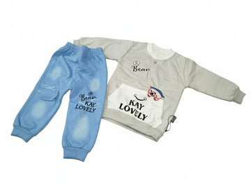 Mr. Bear Kay Lovely Winter Tracksuit for Kids | Soft & Cozy Fleece Outfit for Boys 1–3 Years
